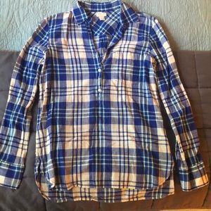 Blue and white plaid J. Crew shirt